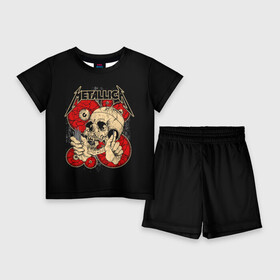 Детский костюм с шортами 3D с принтом Metallica в Белгороде,  |  | metallica | группа | джеймс хэтфилд | кирк хэмметт | ларс ульрих | метал | металика | металлика | миталика | музыка | роберт трухильо | рок | трэш | трэшметал | хард | хардрок | хеви | хевиметал