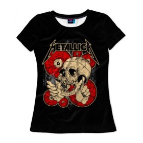 Женская футболка 3D с принтом Metallica в Белгороде, 100% полиэфир ( синтетическое хлопкоподобное полотно) | прямой крой, круглый вырез горловины, длина до линии бедер | metallica | группа | джеймс хэтфилд | кирк хэмметт | ларс ульрих | метал | металика | металлика | миталика | музыка | роберт трухильо | рок | трэш | трэшметал | хард | хардрок | хеви | хевиметал