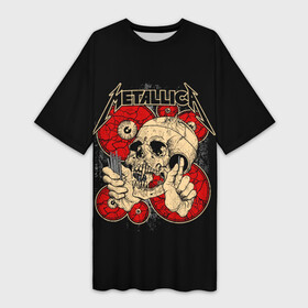 Платье-футболка 3D с принтом Metallica в Белгороде,  |  | metallica | группа | джеймс хэтфилд | кирк хэмметт | ларс ульрих | метал | металика | металлика | миталика | музыка | роберт трухильо | рок | трэш | трэшметал | хард | хардрок | хеви | хевиметал