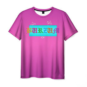 Мужская футболка 3D с принтом Burzum в Белгороде, 100% полиэфир | прямой крой, круглый вырез горловины, длина до линии бедер | band | burzum | fun | logo | metal | music | rock | группа | детский | метал | музыка | прикол | розовый | рок