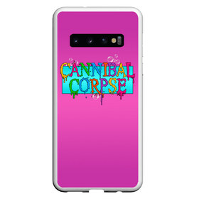 Чехол для Samsung Galaxy S10 с принтом Cannibal Corpse в Белгороде, Силикон | Область печати: задняя сторона чехла, без боковых панелей | Тематика изображения на принте: band | cannibal corpse | fun | logo | metal | music | rock | группа | детский | метал | музыка | прикол | розовый | рок