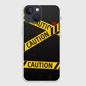 Чехол для iPhone 13 mini с принтом Caution Style в Белгороде,  |  | blood | caution | street | tape | urban | брызги | кровь | лента | опасный | скотч | улица | урбан