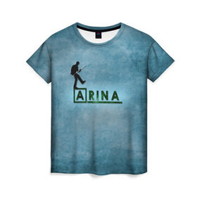 Женская футболка 3D с принтом Арина в стиле Доктор Хаус в Белгороде, 100% полиэфир ( синтетическое хлопкоподобное полотно) | прямой крой, круглый вырез горловины, длина до линии бедер | house | m.d. | бирюзовый