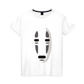 Женская футболка хлопок с принтом Безликий Бог Каонаси_2 в Белгороде, 100% хлопок | прямой крой, круглый вырез горловины, длина до линии бедер, слегка спущенное плечо | аниме | миядзаки | унесенные призраками