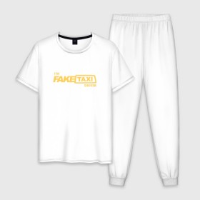 Мужская пижама хлопок с принтом FakeTaxi в Белгороде, 100% хлопок | брюки и футболка прямого кроя, без карманов, на брюках мягкая резинка на поясе и по низу штанин
 | 