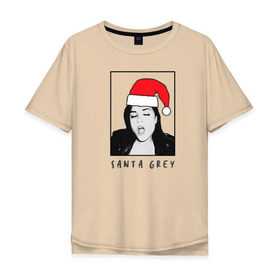 Мужская футболка хлопок Oversize с принтом Sasha Grey (Santa) в Белгороде, 100% хлопок | свободный крой, круглый ворот, “спинка” длиннее передней части | Тематика изображения на принте: brazzers | sasha gray | sasha grey | бразерс | браззерс | саша грей | саша грэй