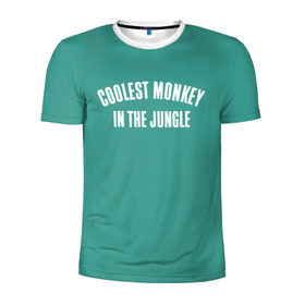 Мужская футболка 3D спортивная с принтом Coolest monkey in the jungle в Белгороде, 100% полиэстер с улучшенными характеристиками | приталенный силуэт, круглая горловина, широкие плечи, сужается к линии бедра | blackface | блэкфэйс | в джунглях | крутая | обезьяна | самая крутая обезьяна