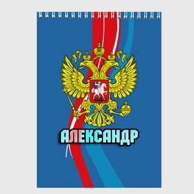 Скетчбук с принтом Герб Александр в Белгороде, 100% бумага
 | 48 листов, плотность листов — 100 г/м2, плотность картонной обложки — 250 г/м2. Листы скреплены сверху удобной пружинной спиралью | александр | герб | имена | орел | патриот | россия | саша | страна