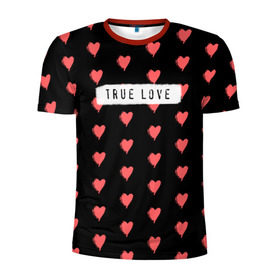Мужская футболка 3D спортивная с принтом True Love в Белгороде, 100% полиэстер с улучшенными характеристиками | приталенный силуэт, круглая горловина, широкие плечи, сужается к линии бедра | Тематика изображения на принте: 14 февраля | love | valentine | день святого валентина | любовь | сердечки