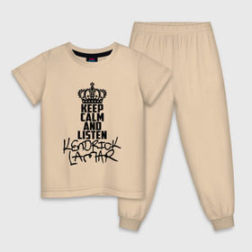Детская пижама хлопок с принтом Keep calm and listen Kendrick Lamar в Белгороде, 100% хлопок |  брюки и футболка прямого кроя, без карманов, на брюках мягкая резинка на поясе и по низу штанин
 | k dot | kendrick | kendrick lamar | kl | lamar | вестсай | дакворт | кдот | кендрик | кл | король хип хопа | ламар | музыкант | надпись | певец | реп | репер | рэп | рэпер | хип хоп | эндрик