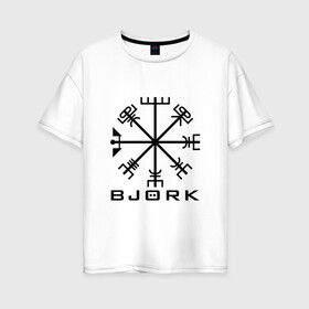 Женская футболка хлопок Oversize с принтом Bjork в Белгороде, 100% хлопок | свободный крой, круглый ворот, спущенный рукав, длина до линии бедер
 | biophilia | bjork | gumundsdttir | homogenic | vespertine | volta | арт | бёрк | биорк | бйорк | бъорк | бьёрк | бьорк | гудмундсдоттир | музыка | певица | поп | экспериментальная