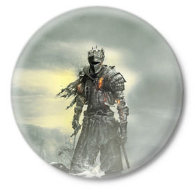 Значок с принтом Dark Souls в Белгороде,  металл | круглая форма, металлическая застежка в виде булавки | dark | souls | дракон | души | игра | лордран | темные
