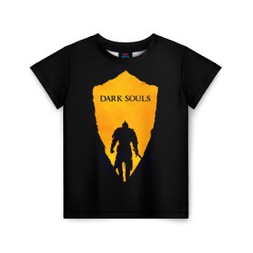 Детская футболка 3D с принтом Dark Souls в Белгороде, 100% гипоаллергенный полиэфир | прямой крой, круглый вырез горловины, длина до линии бедер, чуть спущенное плечо, ткань немного тянется | dark | souls | дракон | души | игра | лордран | темные