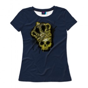 Женская футболка 3D с принтом cs:go - Crown graffiti (Корона) в Белгороде, 100% полиэфир ( синтетическое хлопкоподобное полотно) | прямой крой, круглый вырез горловины, длина до линии бедер | 0x000000123 | boss | crown | csgo | skull | valve | босс | валве | корона | ксго | скелет | череп