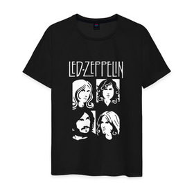 Мужская футболка хлопок с принтом Группа Led Zeppelin в Белгороде, 100% хлопок | прямой крой, круглый вырез горловины, длина до линии бедер, слегка спущенное плечо. | led | led zeppelin | блюз | группа | джимми пейдж | джон генри бонэм | джон пол джонс | лед зепелен | лед зеппелин | метал | роберт плант | рок | тяжелый | фолк | хард | хардрок | хеви | хевиметал