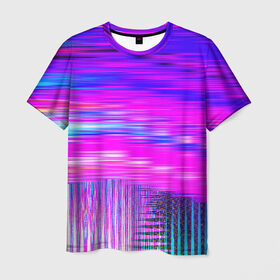 Мужская футболка 3D с принтом Неоновые линии в Белгороде, 100% полиэфир | прямой крой, круглый вырез горловины, длина до линии бедер | abstraction | color | optical | pattern | tie dye | абстракция | краска | краски | линии | оптический | паттерн | полосы | психоделика | узор
