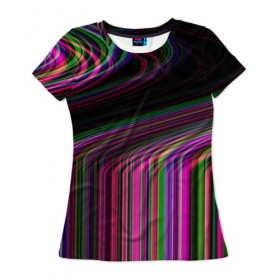 Женская футболка 3D с принтом Неоновый свет в Белгороде, 100% полиэфир ( синтетическое хлопкоподобное полотно) | прямой крой, круглый вырез горловины, длина до линии бедер | 