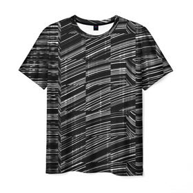 Мужская футболка 3D с принтом Серая штриховка в Белгороде, 100% полиэфир | прямой крой, круглый вырез горловины, длина до линии бедер | abstraction | color | optical | pattern | tie dye | абстракция | краска | краски | линии | оптический | паттерн | полосы | психоделика | узор