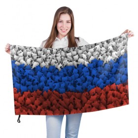 Флаг 3D с принтом Флаг России из хоккеистов в Белгороде, 100% полиэстер | плотность ткани — 95 г/м2, размер — 67 х 109 см. Принт наносится с одной стороны | зима | лед | олимпиада | россия | сборная | спорт | триколор | хокей | хоккеист | хоккей | чемпионат