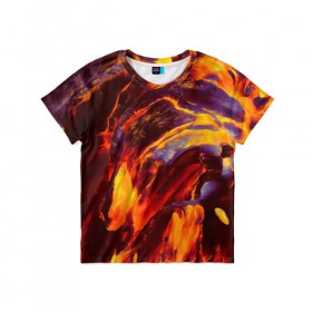 Детская футболка 3D с принтом Fire в Белгороде, 100% гипоаллергенный полиэфир | прямой крой, круглый вырез горловины, длина до линии бедер, чуть спущенное плечо, ткань немного тянется | abstract | color | colourful | абстракция | жара | лето | огонь | пламя | цвет | цветастый | цветной
