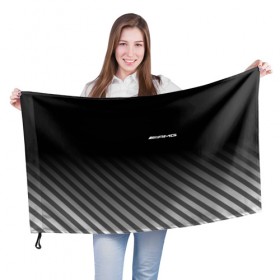 Флаг 3D с принтом AMG в Белгороде, 100% полиэстер | плотность ткани — 95 г/м2, размер — 67 х 109 см. Принт наносится с одной стороны | mercedes | марка | машины | мерседес