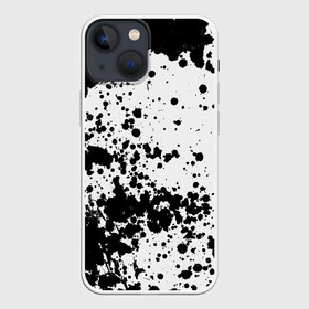 Чехол для iPhone 13 mini с принтом Черно белые капли в Белгороде,  |  | abstraction | watercolor | абстракция красок | акварель | брызги красок | живопись | краска | потертость красок | размытые краски | текстуры | черно белый | яркие | яркие краски