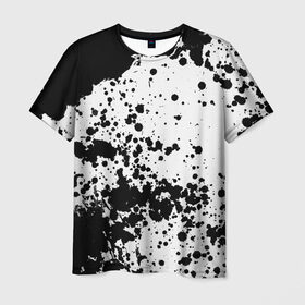 Мужская футболка 3D с принтом Черно-белые капли в Белгороде, 100% полиэфир | прямой крой, круглый вырез горловины, длина до линии бедер | abstraction | watercolor | абстракция красок | акварель | брызги красок | живопись | краска | потертость красок | размытые краски | текстуры | черно белый | яркие | яркие краски
