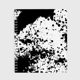 Тетрадь с принтом Черно-белые капли в Белгороде, 100% бумага | 48 листов, плотность листов — 60 г/м2, плотность картонной обложки — 250 г/м2. Листы скреплены сбоку удобной пружинной спиралью. Уголки страниц и обложки скругленные. Цвет линий — светло-серый
 | Тематика изображения на принте: abstraction | watercolor | абстракция красок | акварель | брызги красок | живопись | краска | потертость красок | размытые краски | текстуры | черно белый | яркие | яркие краски