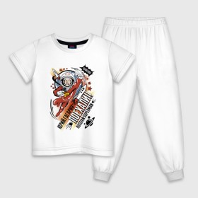 Детская пижама хлопок с принтом Юрий Гагарин в Белгороде, 100% хлопок |  брюки и футболка прямого кроя, без карманов, на брюках мягкая резинка на поясе и по низу штанин
 | Тематика изображения на принте: 12 апреля | в космосе | день | космонавт | космонавтики | первый | человек