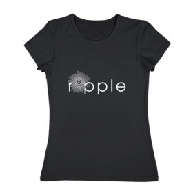 Женская футболка хлопок с принтом Ripple в Белгороде, 100% хлопок | прямой крой, круглый вырез горловины, длина до линии бедер, слегка спущенное плечо | coin | ripple | биткоин | криптовалюта | рипл