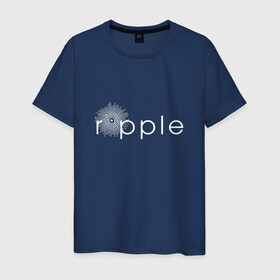 Мужская футболка хлопок с принтом Ripple в Белгороде, 100% хлопок | прямой крой, круглый вырез горловины, длина до линии бедер, слегка спущенное плечо. | coin | ripple | биткоин | криптовалюта | рипл
