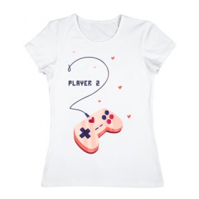 Женская футболка хлопок с принтом Perfect team в Белгороде, 100% хлопок | прямой крой, круглый вырез горловины, длина до линии бедер, слегка спущенное плечо | 14 февраля | game | gamepad | love | player | игра | любовь