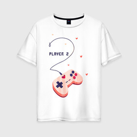 Женская футболка хлопок Oversize с принтом Perfect team в Белгороде, 100% хлопок | свободный крой, круглый ворот, спущенный рукав, длина до линии бедер
 | 14 февраля | game | gamepad | love | player | игра | любовь