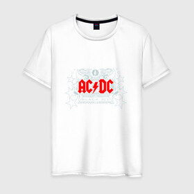 Мужская футболка хлопок с принтом AC/DC в Белгороде, 100% хлопок | прямой крой, круглый вырез горловины, длина до линии бедер, слегка спущенное плечо. | 