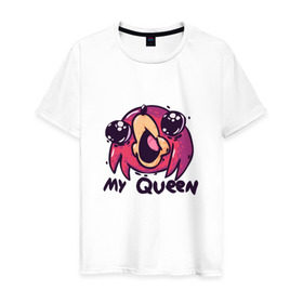 Мужская футболка хлопок с принтом My Queen в Белгороде, 100% хлопок | прямой крой, круглый вырез горловины, длина до линии бедер, слегка спущенное плечо. | brudda | knuckles | queen | королева | наклз