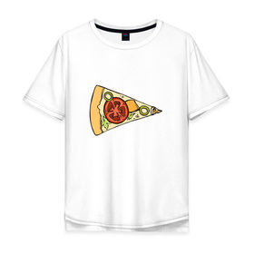 Мужская футболка хлопок Oversize с принтом Кусочек пиццы в Белгороде, 100% хлопок | свободный крой, круглый ворот, “спинка” длиннее передней части | Тематика изображения на принте: 14 февраля | love | pizza | valentine | любовь
