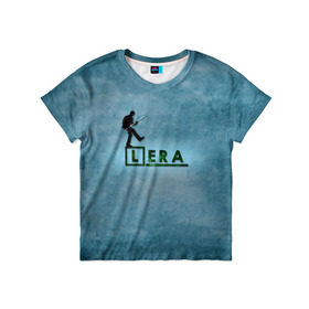 Детская футболка 3D с принтом Лера в стиле Доктор Хаус в Белгороде, 100% гипоаллергенный полиэфир | прямой крой, круглый вырез горловины, длина до линии бедер, чуть спущенное плечо, ткань немного тянется | house | m.d. | бирюзовый | валерия | лера | лерка