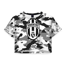 Женская футболка 3D укороченная с принтом FC Juventus Camouflage в Белгороде, 100% полиэстер | круглая горловина, длина футболки до линии талии, рукава с отворотами | football | italia | juve | juventus | logo | sport | арт | италия | лига | лого | спорт | текстура | фк | футбол | футбольный клуб | эмблема | ювентус