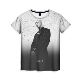 Женская футболка 3D с принтом Хаски Geometry в Белгороде, 100% полиэфир ( синтетическое хлопкоподобное полотно) | прямой крой, круглый вырез горловины, длина до линии бедер | rap | дмитрий кузнецов | рэп | рэпер | хаски