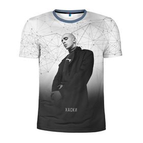 Мужская футболка 3D спортивная с принтом Хаски Geometry в Белгороде, 100% полиэстер с улучшенными характеристиками | приталенный силуэт, круглая горловина, широкие плечи, сужается к линии бедра | rap | дмитрий кузнецов | рэп | рэпер | хаски
