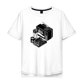 Мужская футболка хлопок Oversize с принтом Old School в Белгороде, 100% хлопок | свободный крой, круглый ворот, “спинка” длиннее передней части | dendy | nintendo | super mario bros. | tv | денди | марио | нинтендо | тв