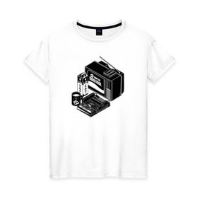 Женская футболка хлопок с принтом Old School в Белгороде, 100% хлопок | прямой крой, круглый вырез горловины, длина до линии бедер, слегка спущенное плечо | dendy | nintendo | super mario bros. | tv | денди | марио | нинтендо | тв