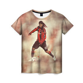 Женская футболка 3D с принтом Ronaldinho в Белгороде, 100% полиэфир ( синтетическое хлопкоподобное полотно) | прямой крой, круглый вырез горловины, длина до линии бедер | ronaldinho | роналдиньо | роналдинью | рональдиньо