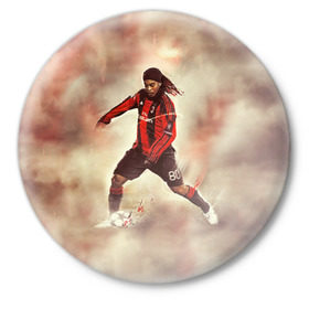 Значок с принтом Ronaldinho в Белгороде,  металл | круглая форма, металлическая застежка в виде булавки | Тематика изображения на принте: ronaldinho | роналдиньо | роналдинью | рональдиньо