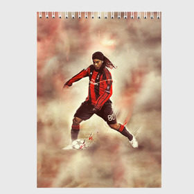 Скетчбук с принтом Ronaldinho в Белгороде, 100% бумага
 | 48 листов, плотность листов — 100 г/м2, плотность картонной обложки — 250 г/м2. Листы скреплены сверху удобной пружинной спиралью | Тематика изображения на принте: ronaldinho | роналдиньо | роналдинью | рональдиньо