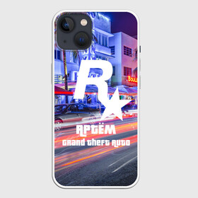 Чехол для iPhone 13 с принтом Артём в стиле GTA в Белгороде,  |  | game | grand theft auto v | gta 5 | gta online | gta v | артем | город | игры | имена