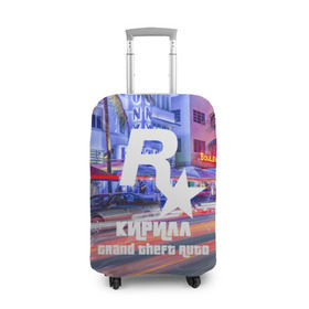 Чехол для чемодана 3D с принтом Кирилл в стиле GTA в Белгороде, 86% полиэфир, 14% спандекс | двустороннее нанесение принта, прорези для ручек и колес | 
