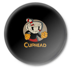 Значок с принтом Cuphead в Белгороде,  металл | круглая форма, металлическая застежка в виде булавки | Тематика изображения на принте: cuphead | капхед | компьтерная игра