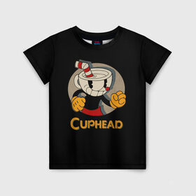 Детская футболка 3D с принтом Cuphead в Белгороде, 100% гипоаллергенный полиэфир | прямой крой, круглый вырез горловины, длина до линии бедер, чуть спущенное плечо, ткань немного тянется | Тематика изображения на принте: cuphead | капхед | компьтерная игра