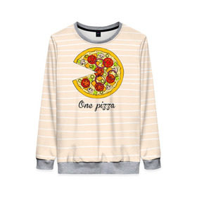 Женский свитшот 3D с принтом One love, One pizza в Белгороде, 100% полиэстер с мягким внутренним слоем | круглый вырез горловины, мягкая резинка на манжетах и поясе, свободная посадка по фигуре | 14 февраля | love | pizza | valentine | любовь